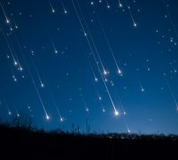 meteor shower in the night sky