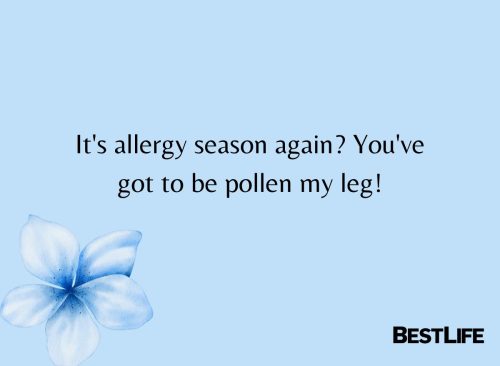"It's allergy season again? You've got to be pollen my leg!"