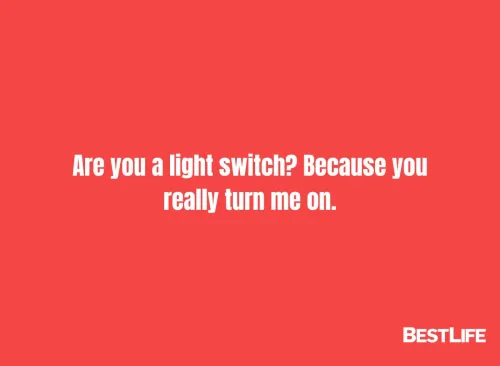 "Are you a light switch? Because you really turn me on."