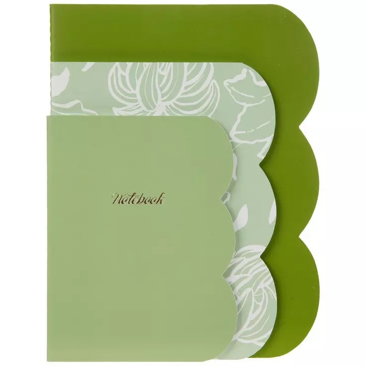 A green scalloped notebook from Hobby Lobby