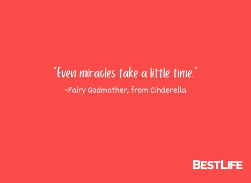 "Even miracles take a little time." —Fairy Godmother, from Cinderella