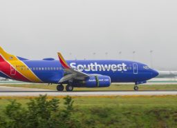 Image of Southwest Airlines Boeing 737 jet with registration N434WN shown landing at LAX, Los Angeles International Airport.