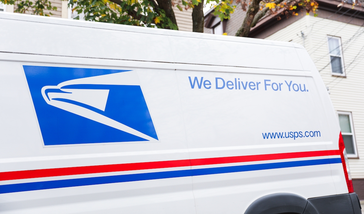 Closeup of a USPS van