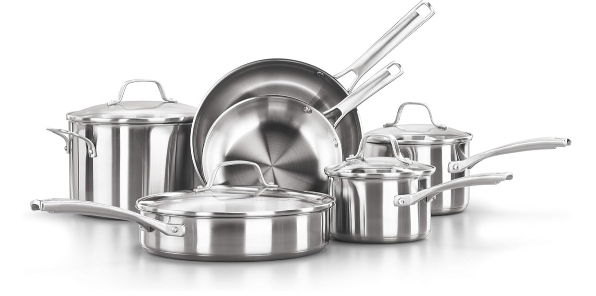 Calphalon classic cookware set in stainless steel