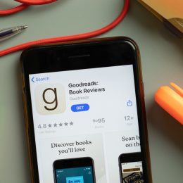 Goodreads app in app store displayed on smartphone screen
