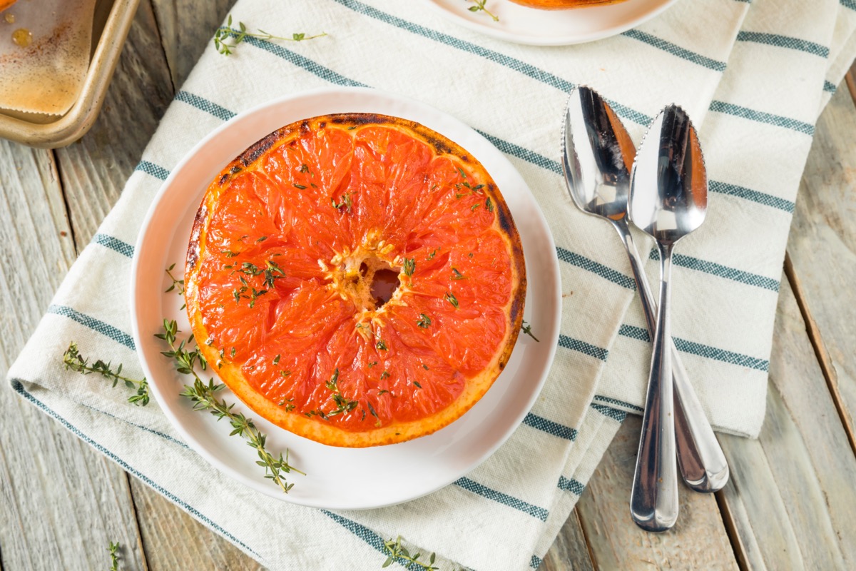 Sweet Homemade Baked Red Grapefruits with Honey and Thyme