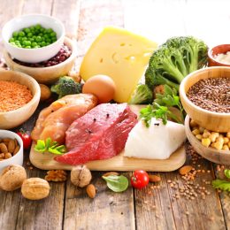 Meat, fish, legumes, dairy and other high protein foods