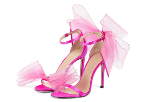bright pink high heels with bows