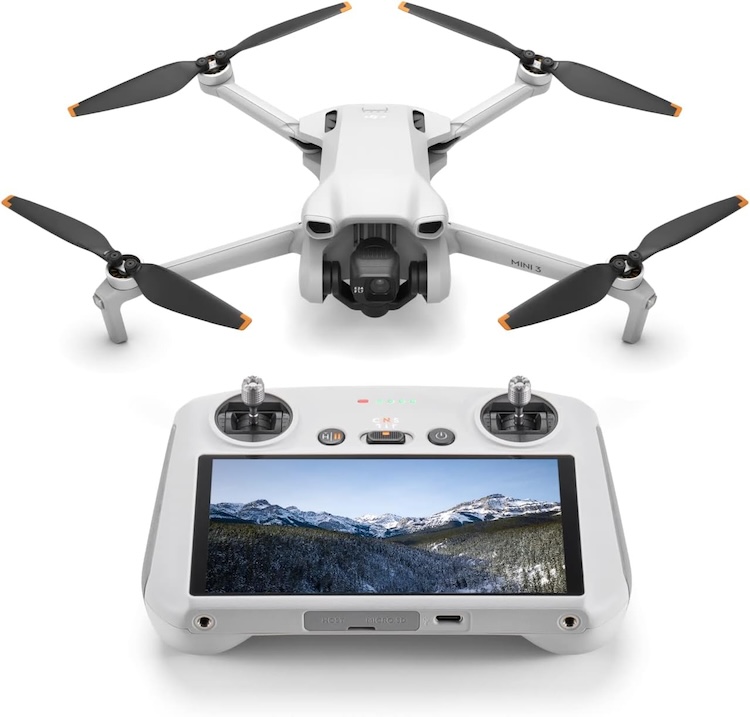 A DJI Mini 3 drone with controller