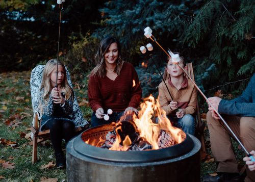family roasting marshmallows