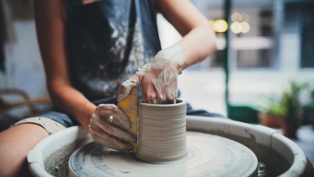 cropped photo of a woman participating in a ceramics class