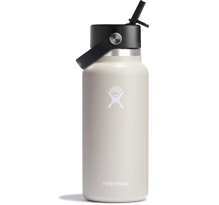 A Hydro Flask water bottle with a flex straw