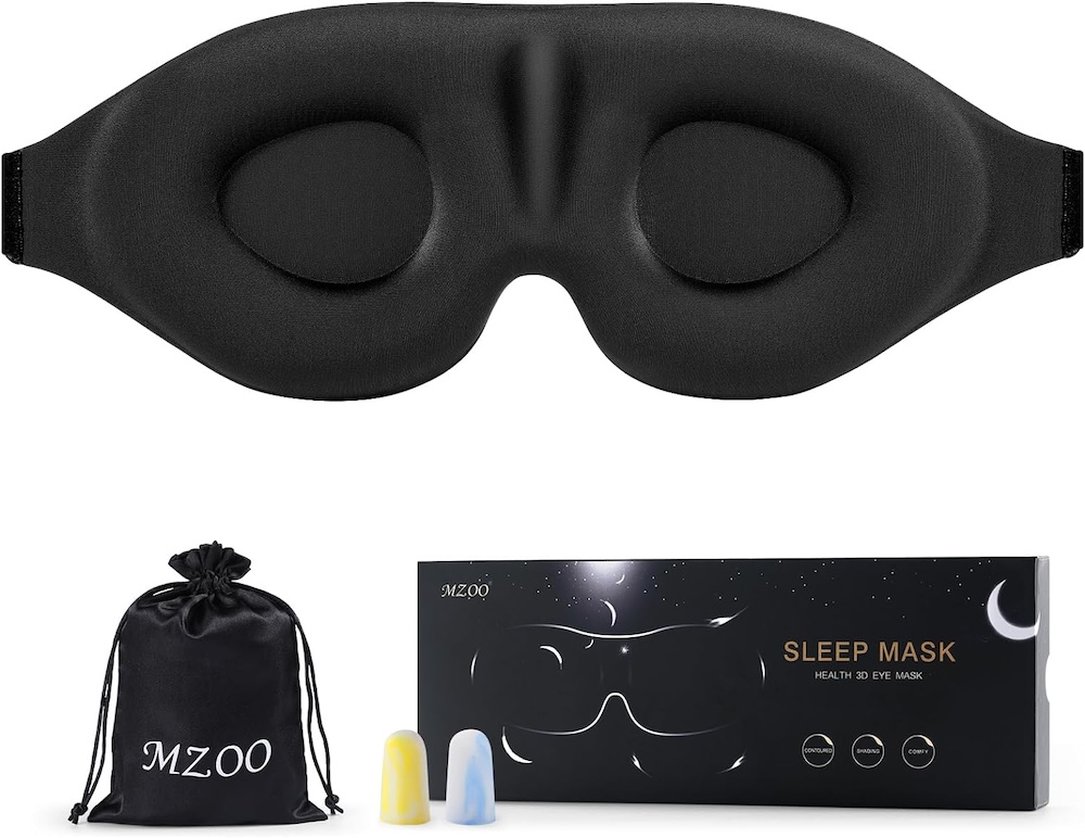 A contoured sleep mask