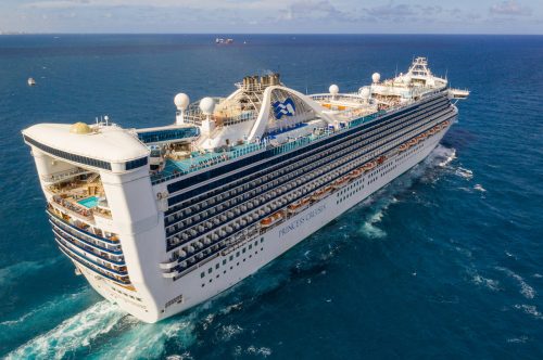 Aerial photo of Princess Cruises ship in water