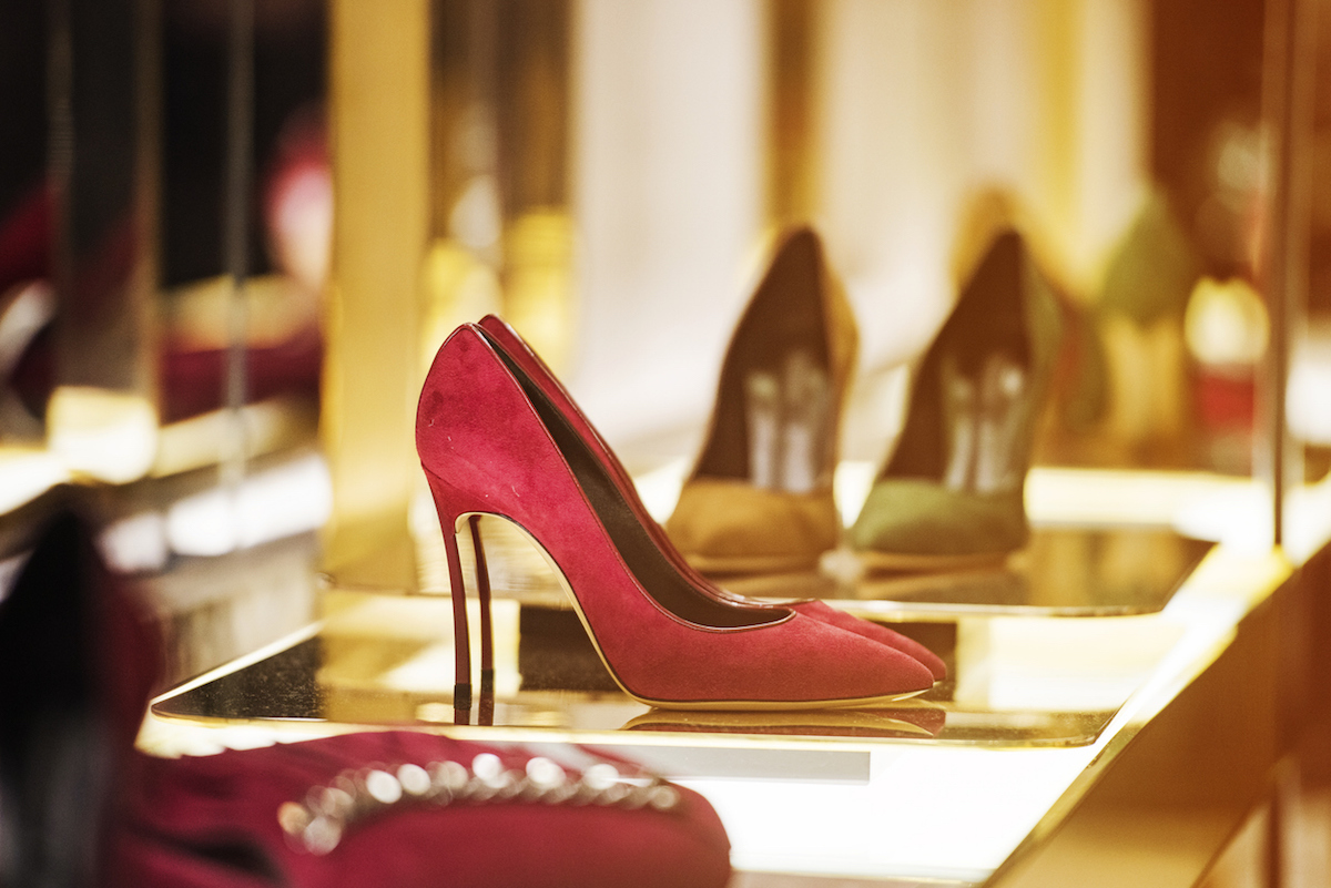 Women shoes in a luxury store