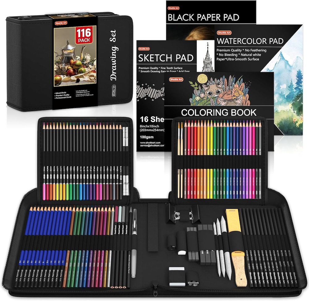 A drawing set of colored pencils