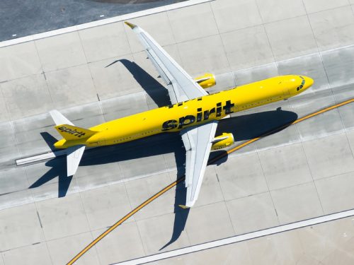 spirit airlines plane from above