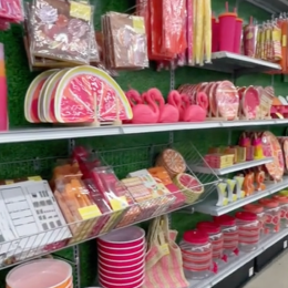 Display of pink summer items at Michaels