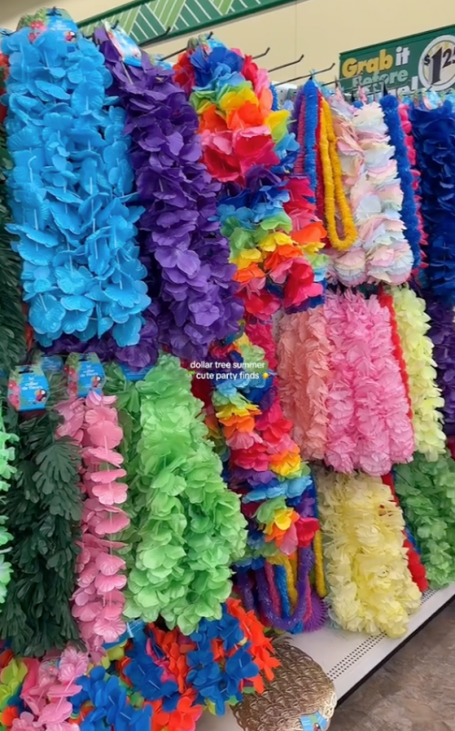 Display of leis at Dollar Tree