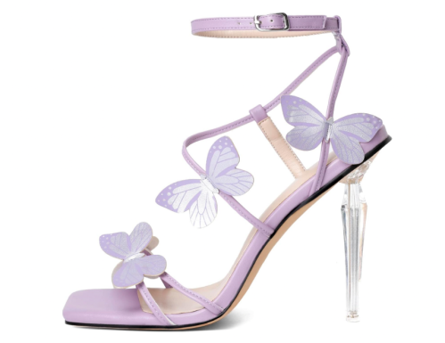 purple high heels with butterflies