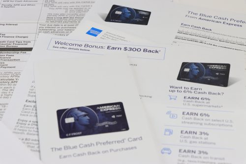 American Express Blue Cash Preferred credit card paperwork