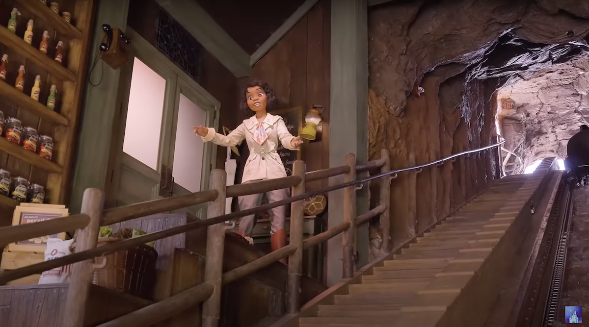 Still from a video showing Disney's new ride Tiana's Bayou Adventure