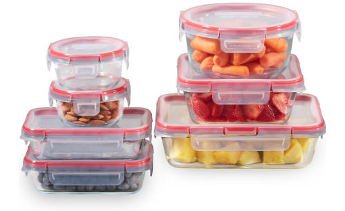Pyrex Freshlock 14-Piece Mixed Size Glass Food Storage Meal Prep Container Set