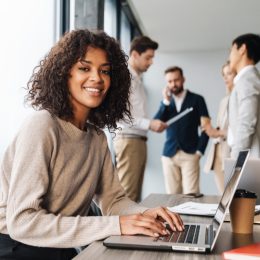 Young woman working in an office job