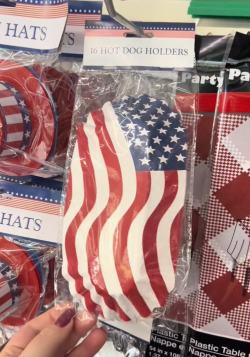 American flag paper hot dog holders at Dollar Tree