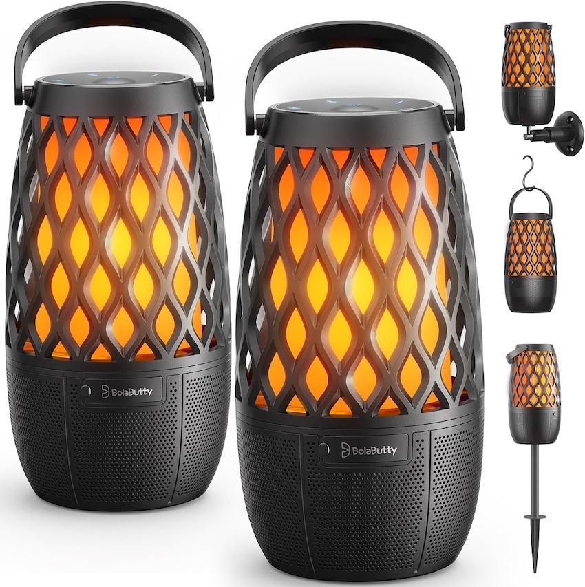 A set of outdoor speaker lanterns