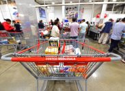 NEW YORK CITY - SEPTEMBER 30 2017: Costco stores joined other national retailers in offering an emergency survival kit for $1000.00 with supplies set to last up to 25 years. Interior of Brooklyn Costco