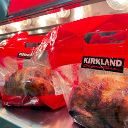 Costco rotisserie chicken in a new plastic bag packaging in Japan