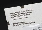Upper left corner of US Treasury envelope showing address
