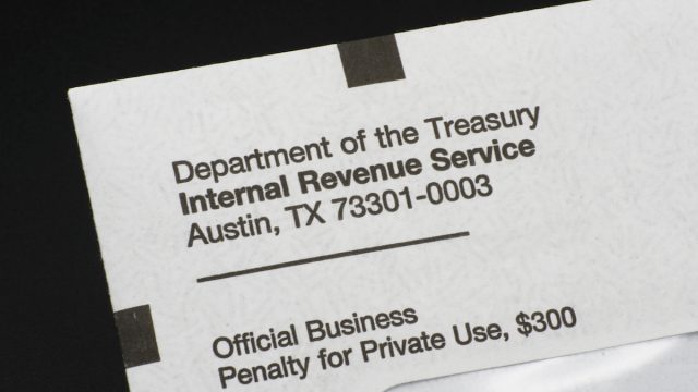 Upper left corner of US Treasury envelope showing address