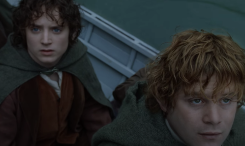 Elijah Wood and Sean Astin in The Lord of the Rings: The Fellowship of the Ring