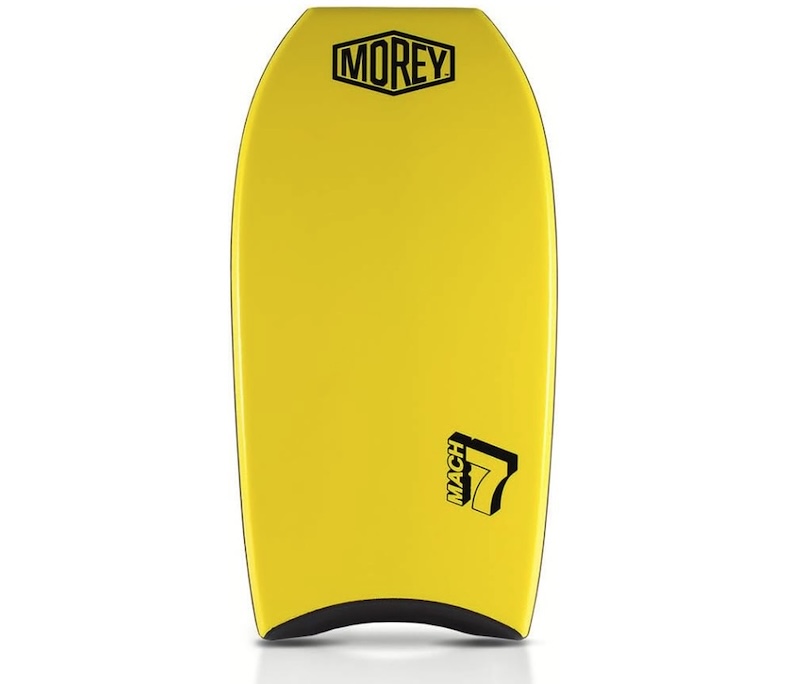 A yellow Morey bodyboard