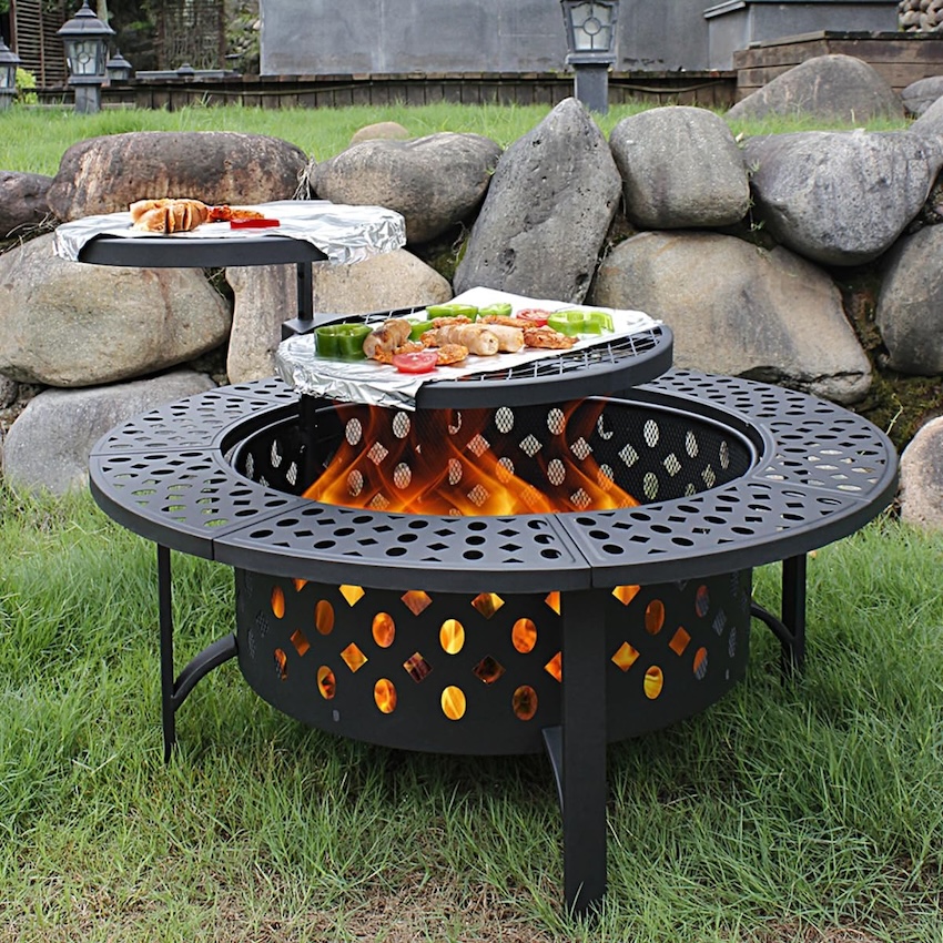 An OutVue fire pit grill