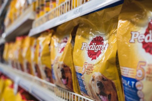 Pedigree Dog food found at the pet supplies aisle of a supermarket