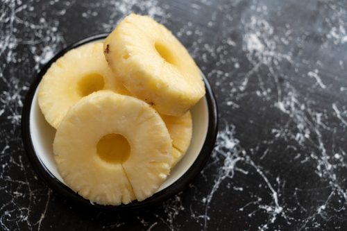 close up of pineapple rings