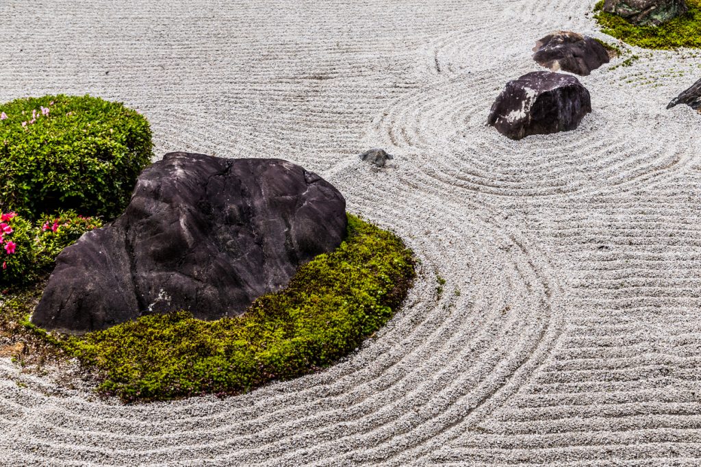 Rocks in sand in a zen garden