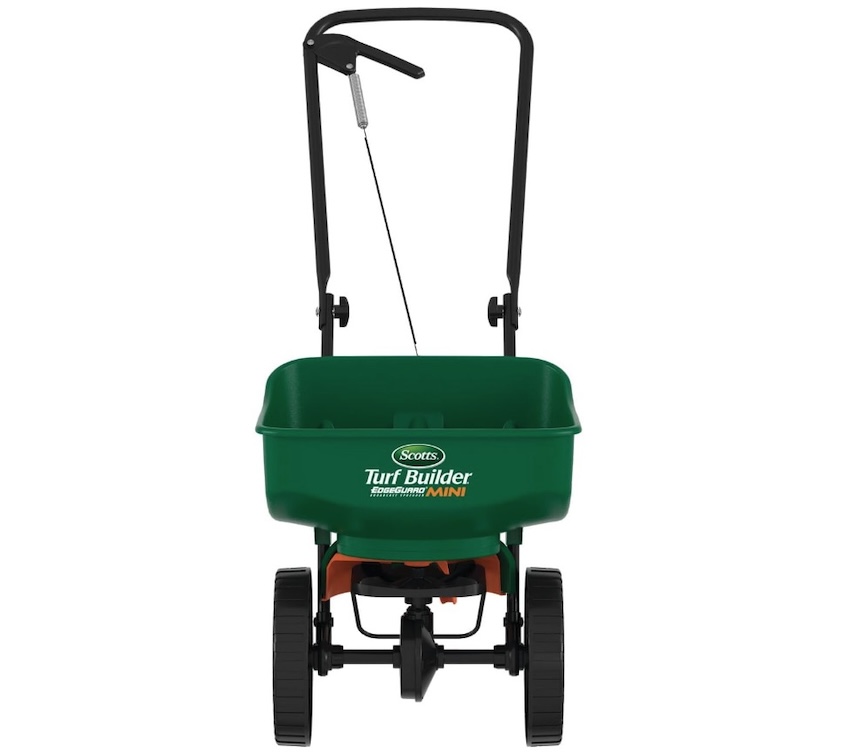 A Scotts pushable seed and fertilizer spreader