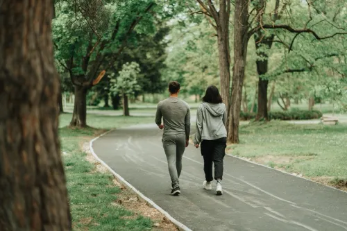 couple on a walk at the park