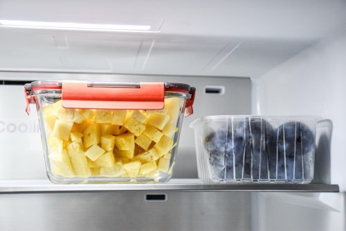cut pineapple in airtight container in fridge
