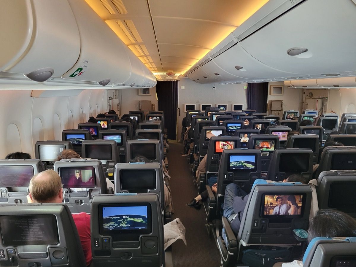 inside of a singapore airlines plane