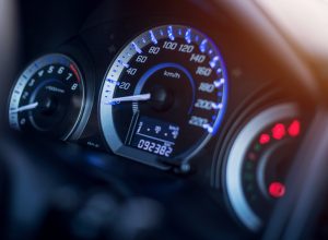 closeup of mileage on dashboard
