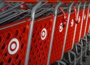 October 12, 2017 Sunnyvale/CA/USA - Stacked Target shopping carts with the company's logo on the side, a bulls eye