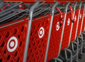 October 12, 2017 Sunnyvale/CA/USA - Stacked Target shopping carts with the company's logo on the side, a bulls eye