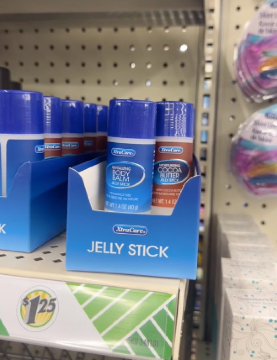 TikTok video still of Vaseline dupe products from Dollar Tree