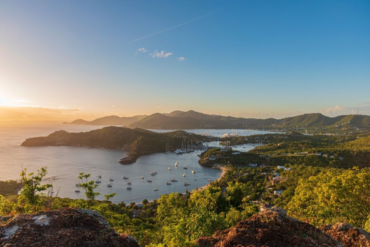 Aerial view from the scenic viewpoint of English Harbourin Antigua and Barbuda