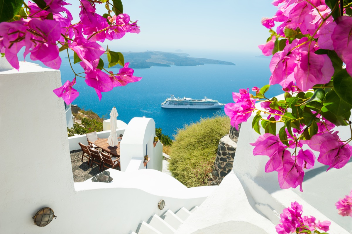 Cruise ship in Santorini, Greece